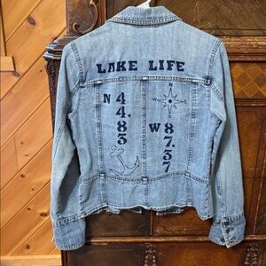 SO Light Blue Denim Jacket Lake Life Sturgeon Bay, WI